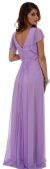 Glittered V-Neck Long Formal Dress with Flutter Sleeves back in Lilac